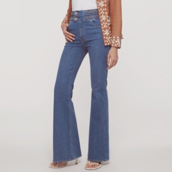 new Derek Lam 10 Crosby Harlow Stretch Cotton Bootcut Jeans  in Pacific 257 6T8 - Picture 2 of 16